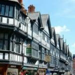 Chester, United Kingdom - July 17, 2016: View of St. Werburgh Street next to Chester cathedral, Chester city centre, Cheshire, UK
